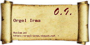 Orgel Irma névjegykártya
